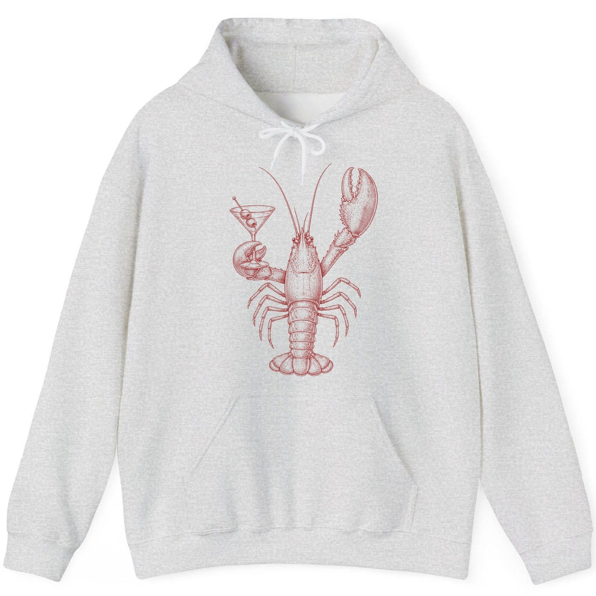 Vintage Lobster Martini lobster Hoodie Ash product mockup