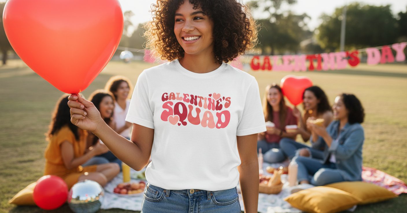 Galentine's Squad galentine's day T-Shirt White lifestyle mockup