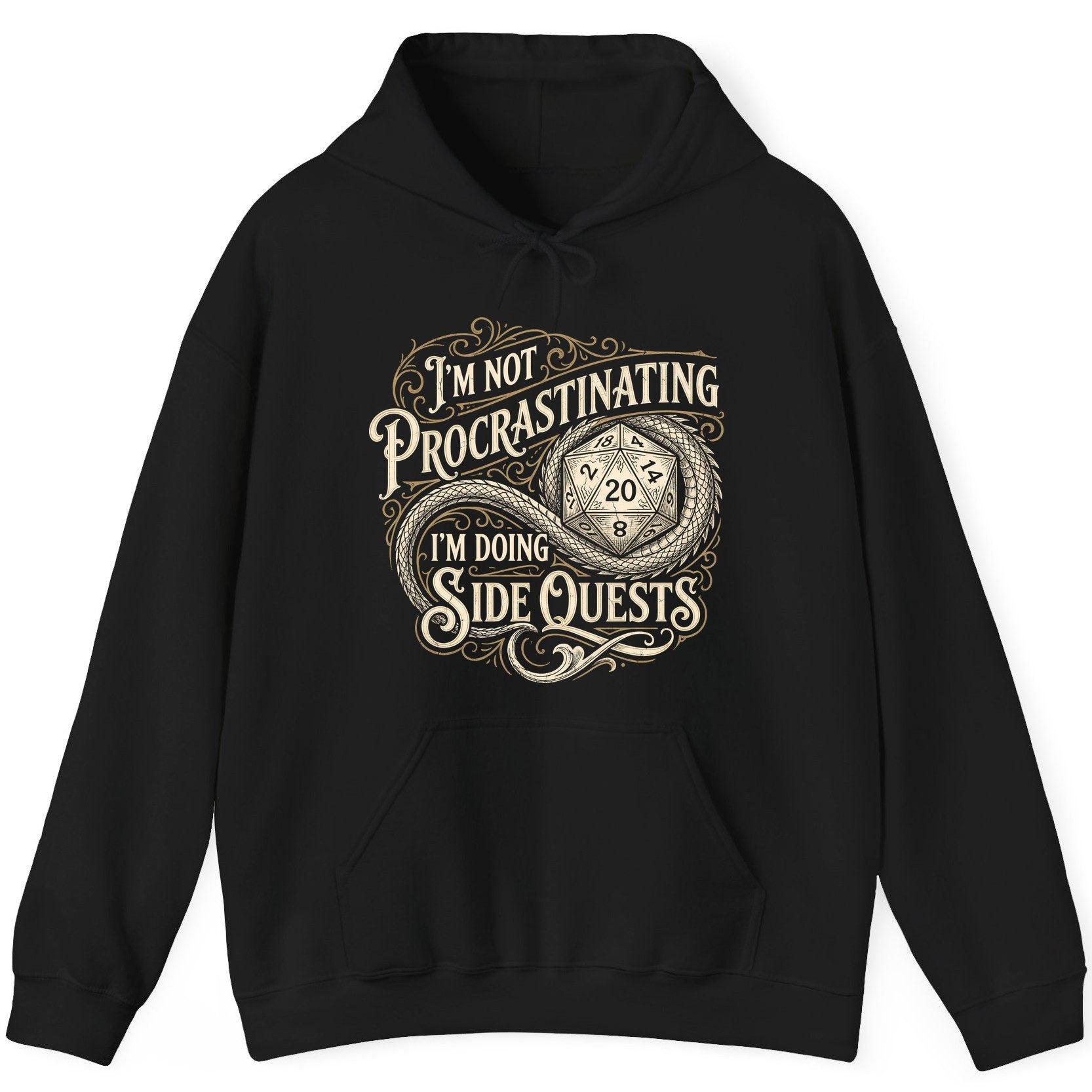 I'm Not Procrastinating I'm Doing Side Quests rpg gaming Hoodie Black product mockup