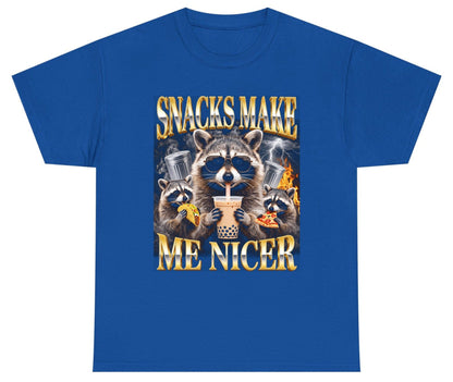 SNACKS MAKE ME NICER Funny Raccoon Youth T-Shirt - product mockup - Royal
