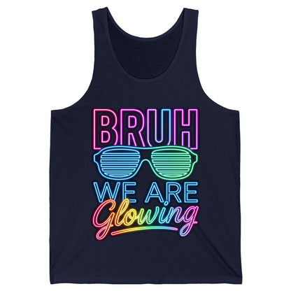 BRUH WE ARE Glowing Neon Party Tank Top Navy product mockup