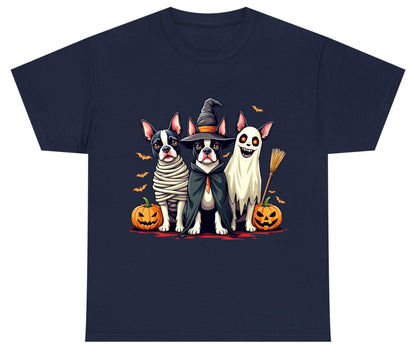 Halloween Boston Terrier Trio boston terrier Youth T-Shirt Navy product mockup