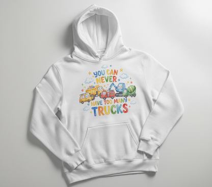 You Can Never Have Too Many Trucks Watercolor Design Hoodie - White