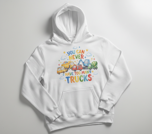 You Can Never Have Too Many Trucks Watercolor Design Hoodie - White