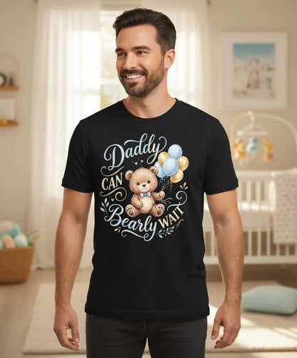 Daddy CAN Bearly WAIT Teddy Bear T-Shirt - lifestyle model mockup - Black