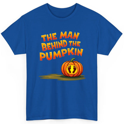 The Man Behind the Pumpkin pregnancy announcement T-Shirt Royal product mockup