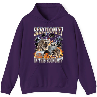 Serotonin in This Economy? raccoons Hoodie Purple product mockup