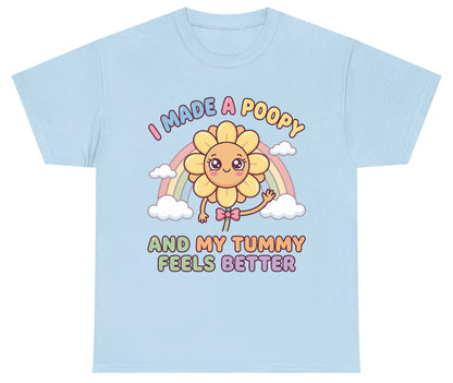 I Made a Poopy and My Tummy Feels Better potty training humor Youth T-Shirt Light Blue product mockup