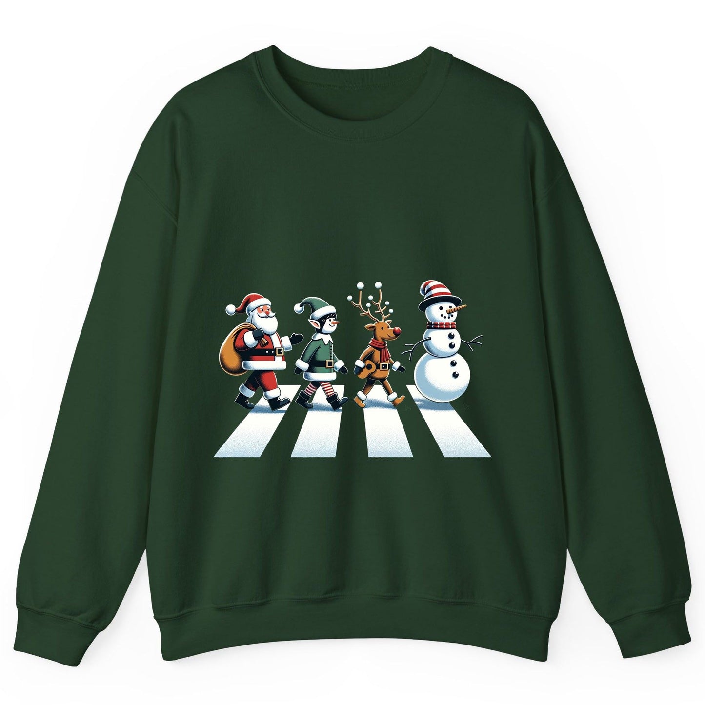 Christmas Abbey Road Parody Christmas abbey road parody Sweatshirt Forest Green product mockup