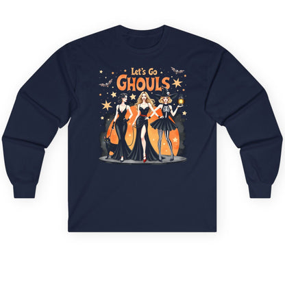 Let's Go Ghouls Halloween women Long Sleeve Tee Navy product mockup