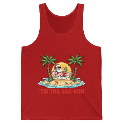 'Tis the Sea-Sun santa claus on a tropical vacation Tank Top Red product mockup