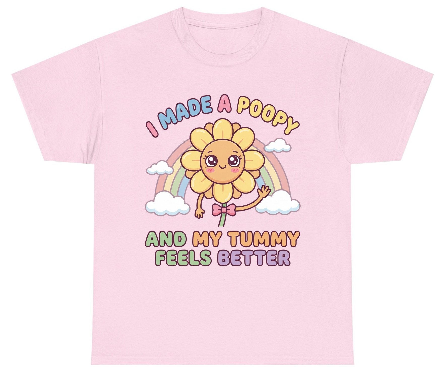 I Made a Poopy and My Tummy Feels Better potty training humor Youth T-Shirt Light Pink product mockup