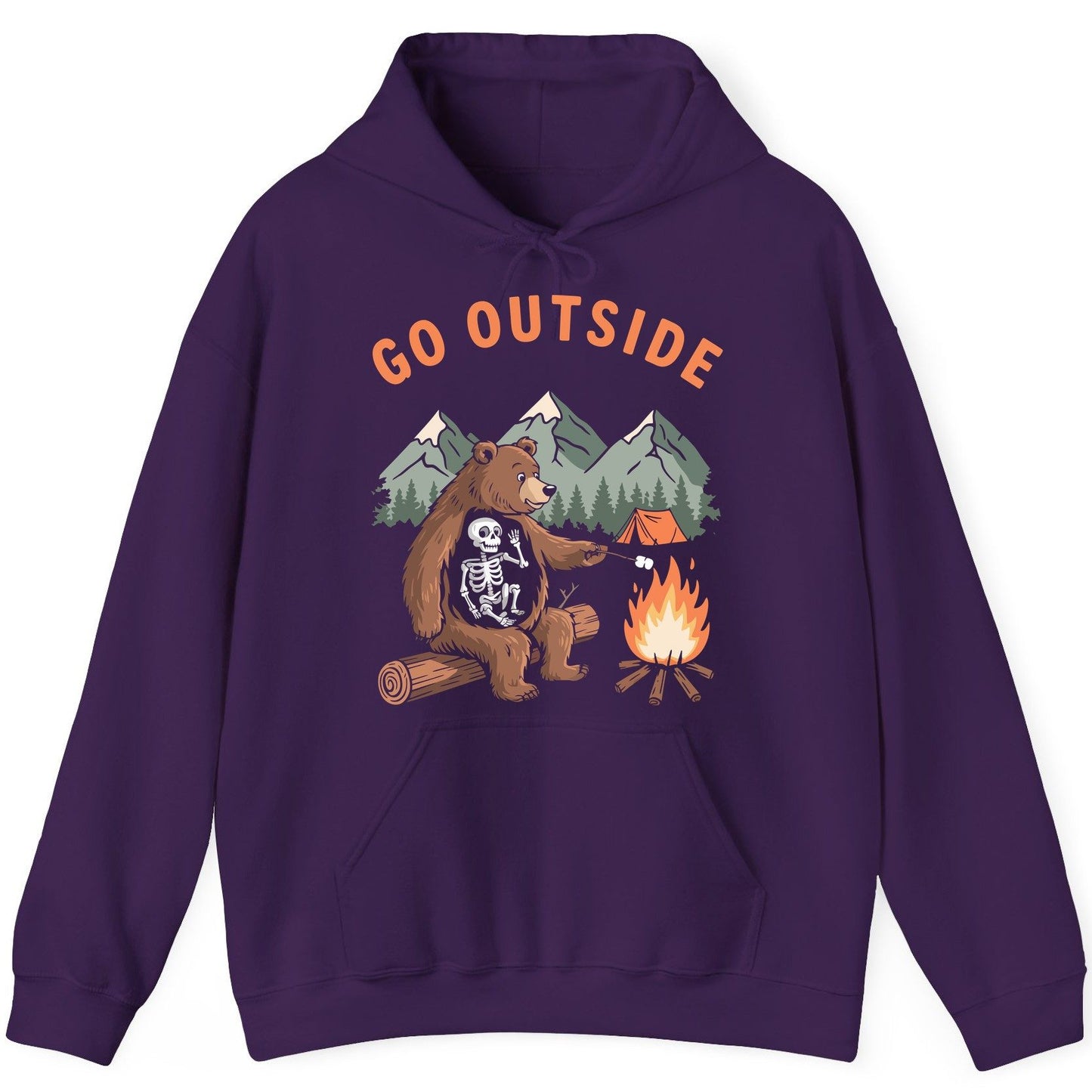Go Outside funny bear Hoodie Purple product mockup