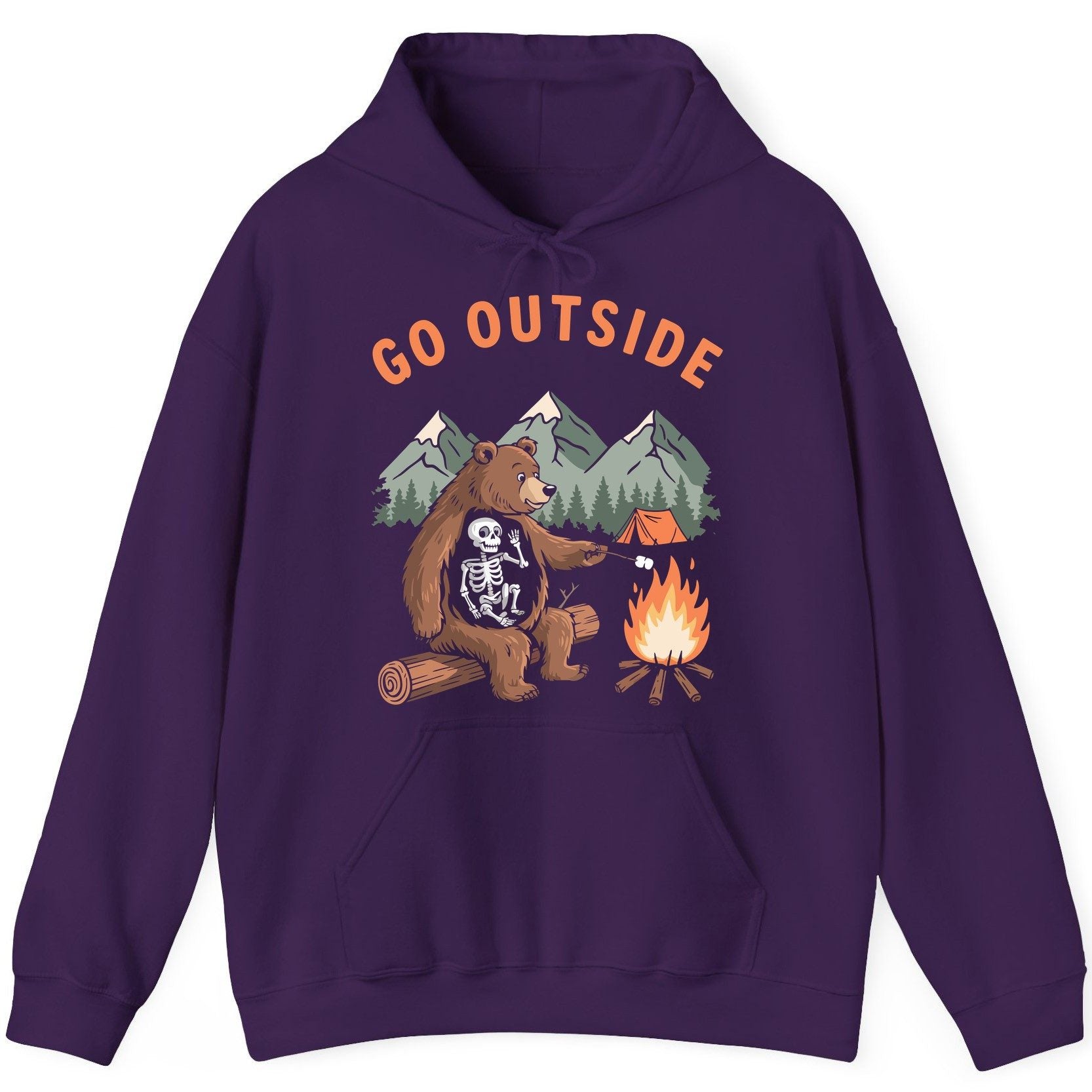 Go Outside funny bear Hoodie Purple product mockup