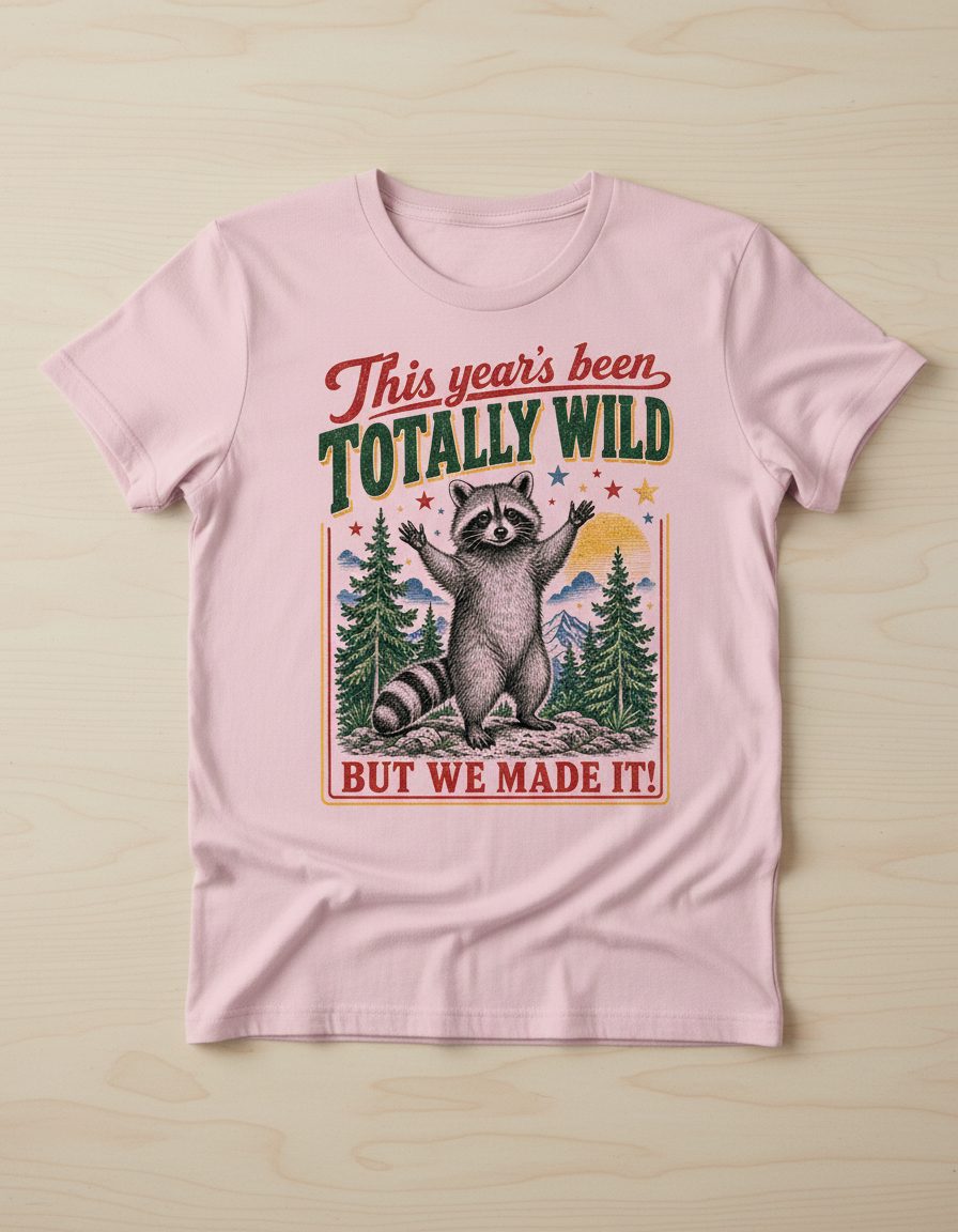 Totally Wild Raccoon Funny Animal Lovers T-Shirt - product mockup - Light Pink