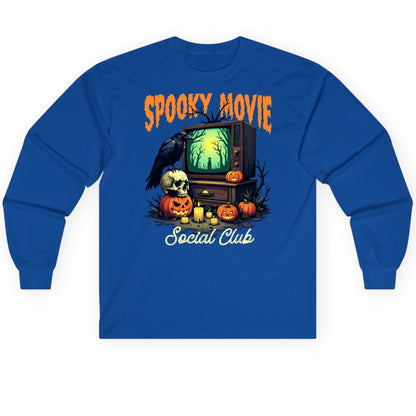 Spooky Movie Social Club Halloween Long Sleeve Tee Royal product mockup