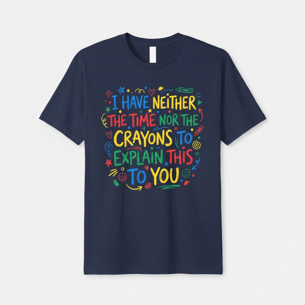 I Have Neither The Time Nor The Crayons To Explain This To You T-Shirt - Navy