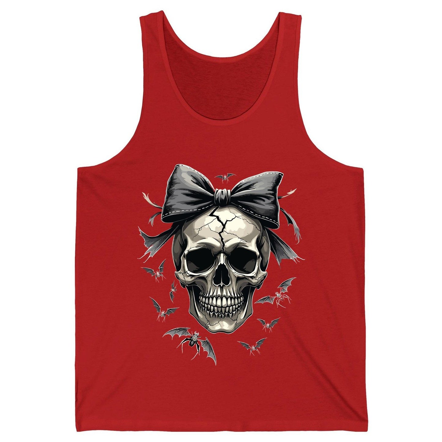 Gothic Skull with Bow gothic skull Tank Top Red product mockup