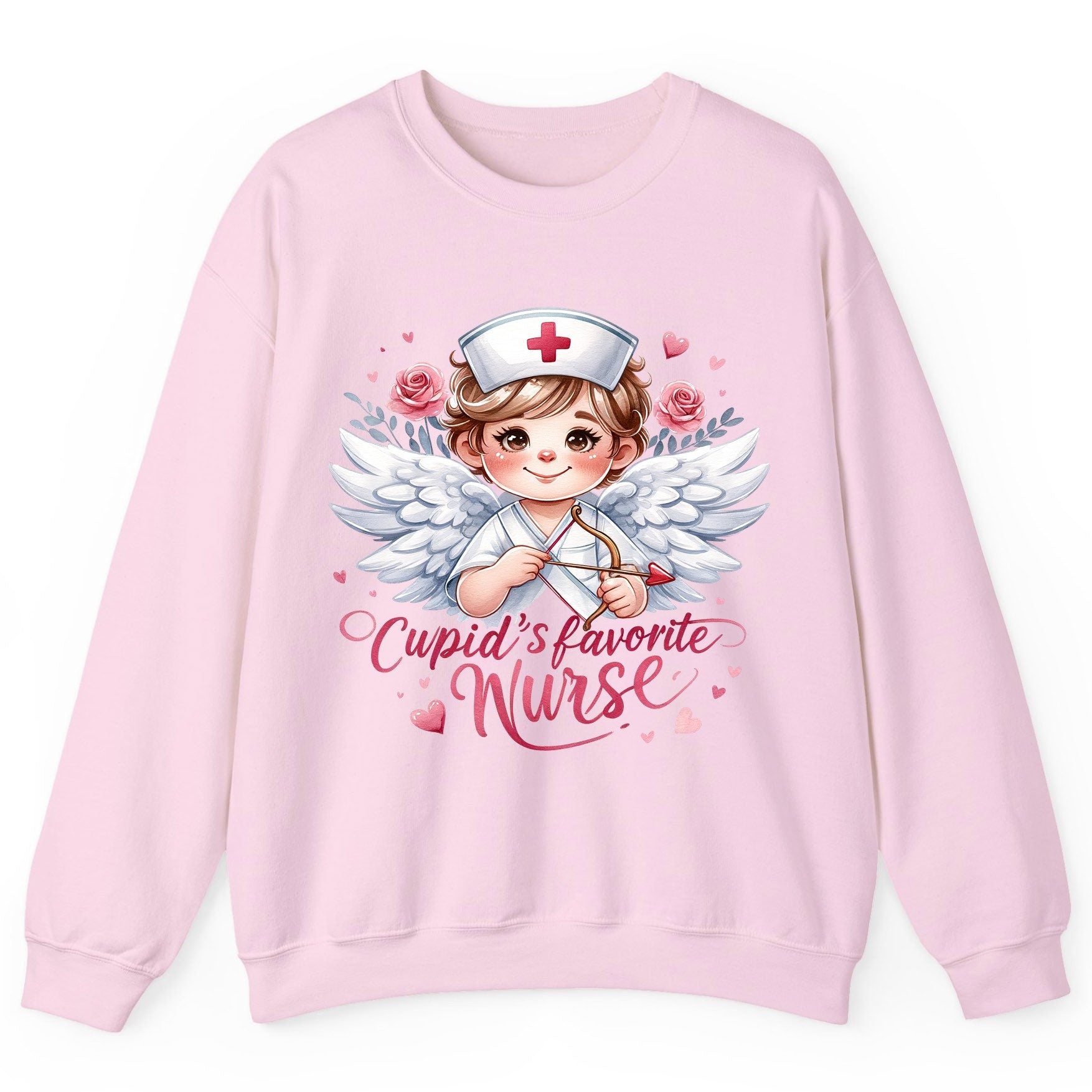 Cupid's Favorite Nurse cupid nurse Sweatshirt Light Pink product mockup