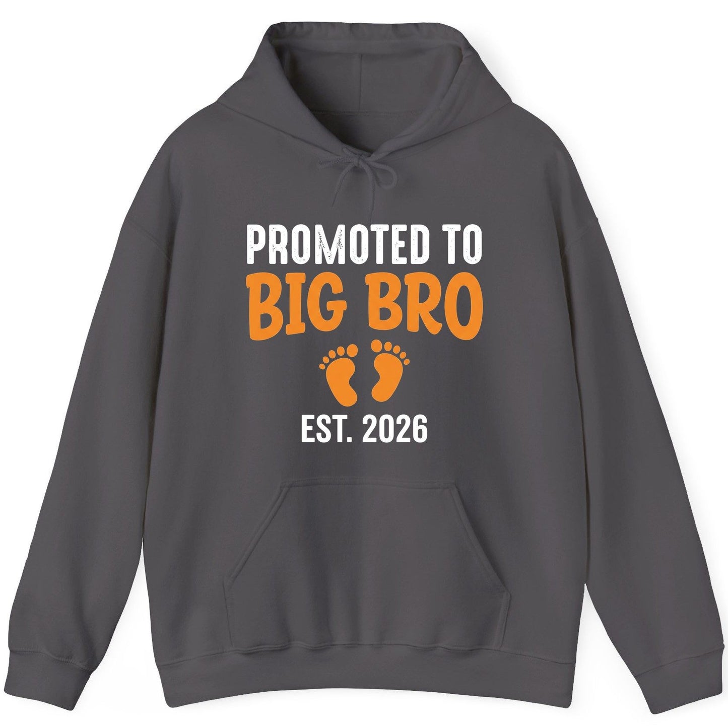Promoted TO BIG BRO EST 2026 Pregnancy Announcement Hoodie - product mockup - Charcoal