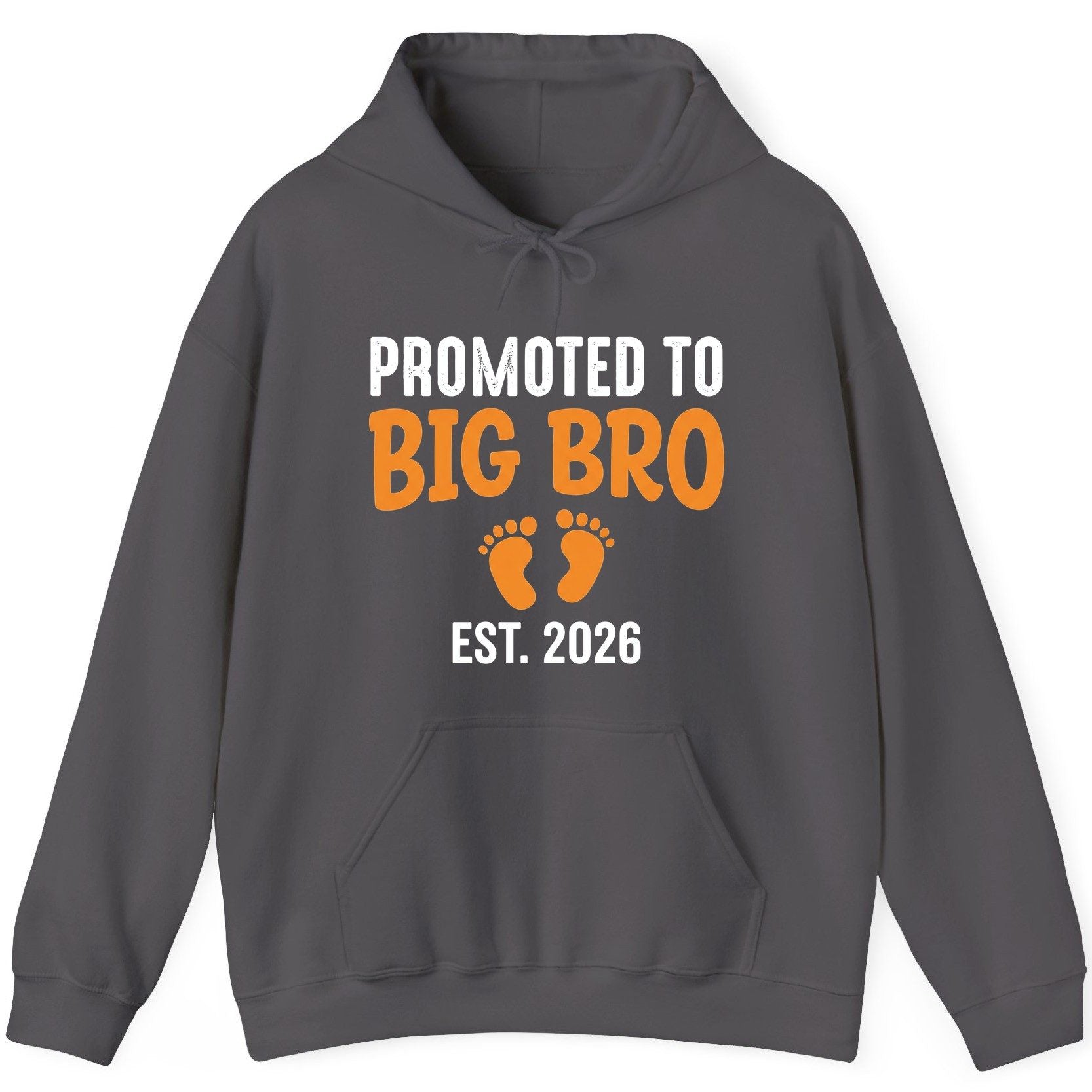 Promoted TO BIG BRO EST 2026 Pregnancy Announcement Hoodie - product mockup - Charcoal