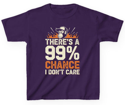 There's a 99% Chance I Don't Care sarcastic monkey Youth T-Shirt Purple product mockup