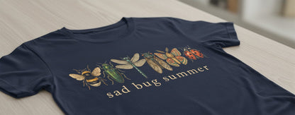 Sad Bug Summer Vintage Insects T-Shirt - product mockup - Navy