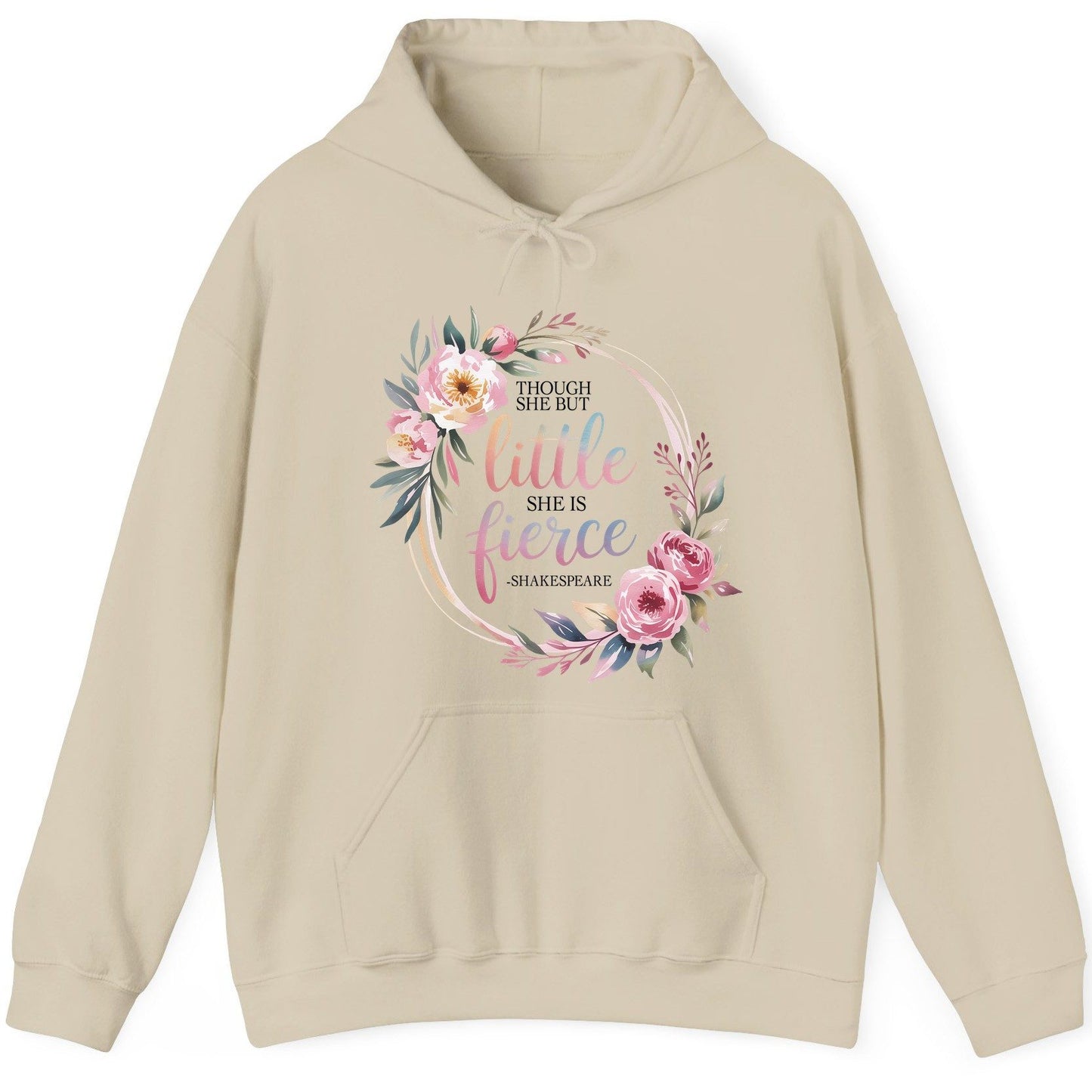 Little Fierce feminine empowerment Hoodie Sand product mockup