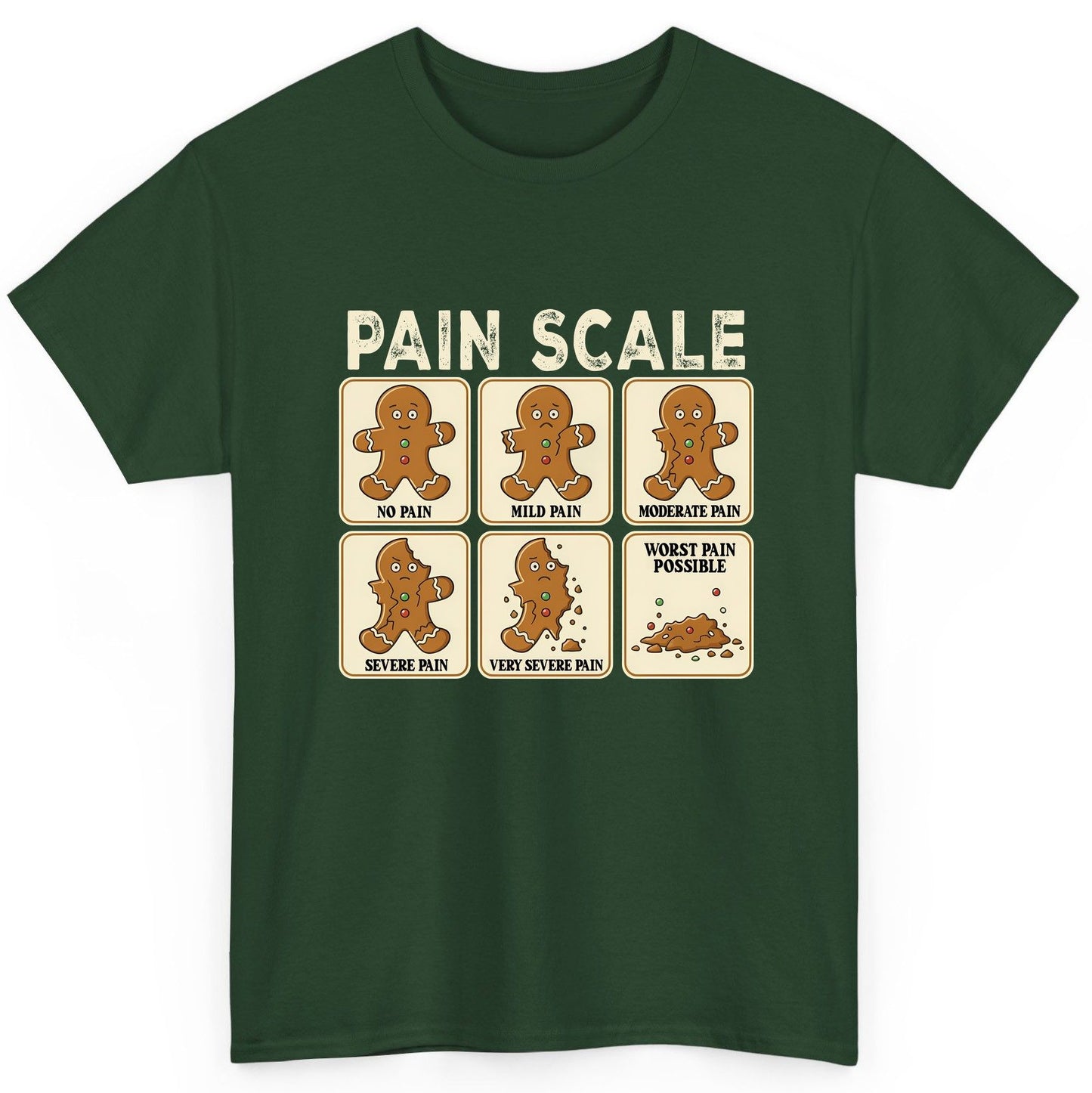 Pain Scale gingerbread man pain scale T-Shirt Forest Green product mockup