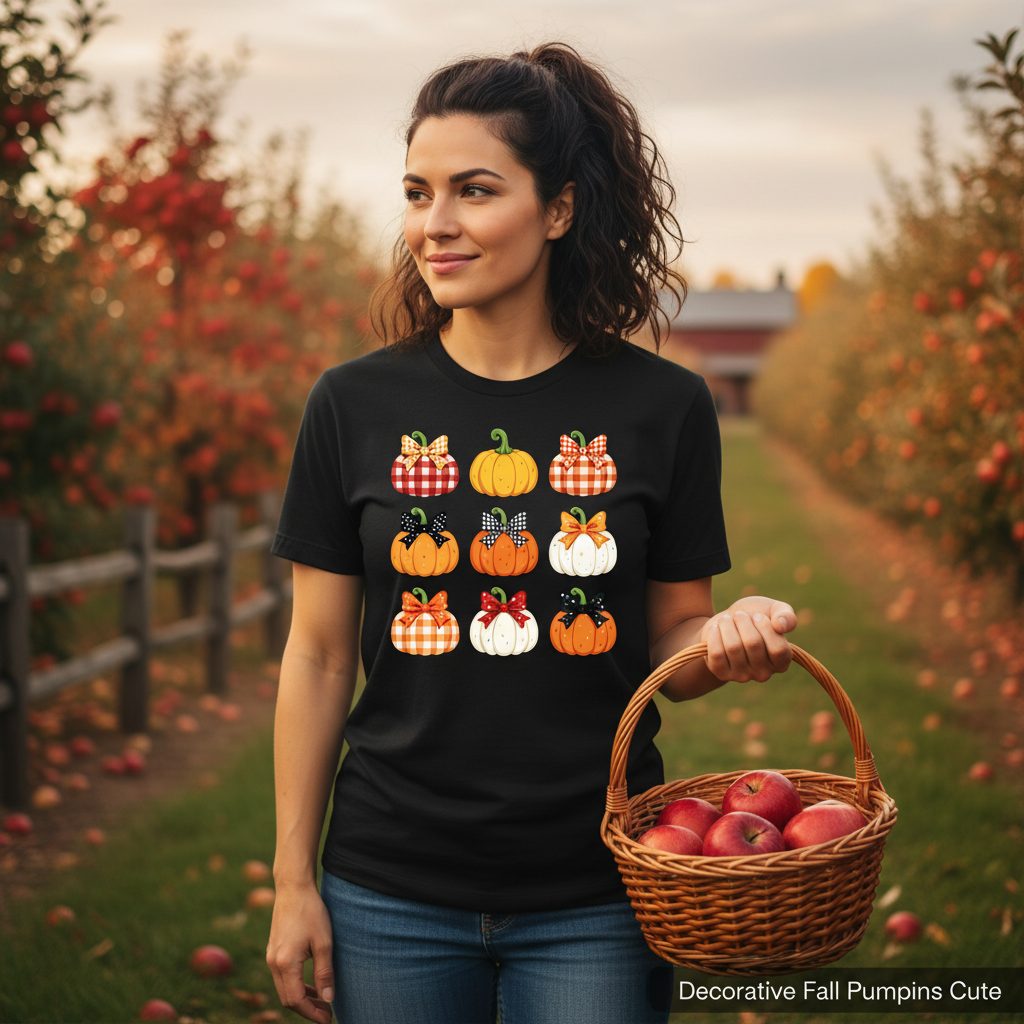 Decorative Fall Pumpkins fall pumpkins T-Shirt Black lifestyle mockup
