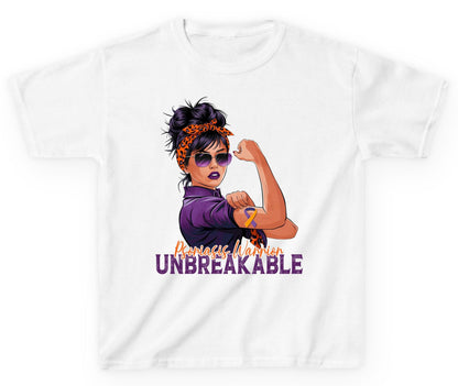 Psoriasis Warrior Unbreakable psoriasis awareness Youth T-Shirt White product mockup