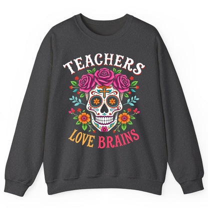 Teachers Love Brains teacher Sweatshirt Dark Heather product mockup