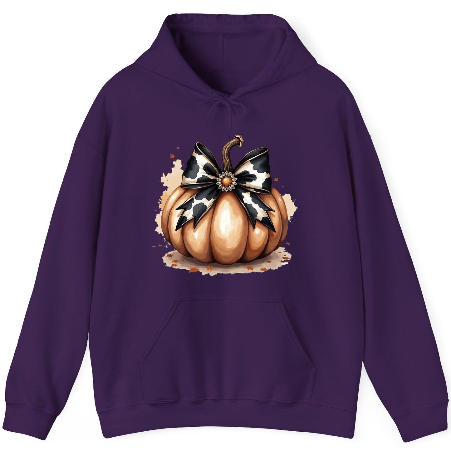 Cow Print Bow Pumpkin pumpkin Hoodie Purple product mockup