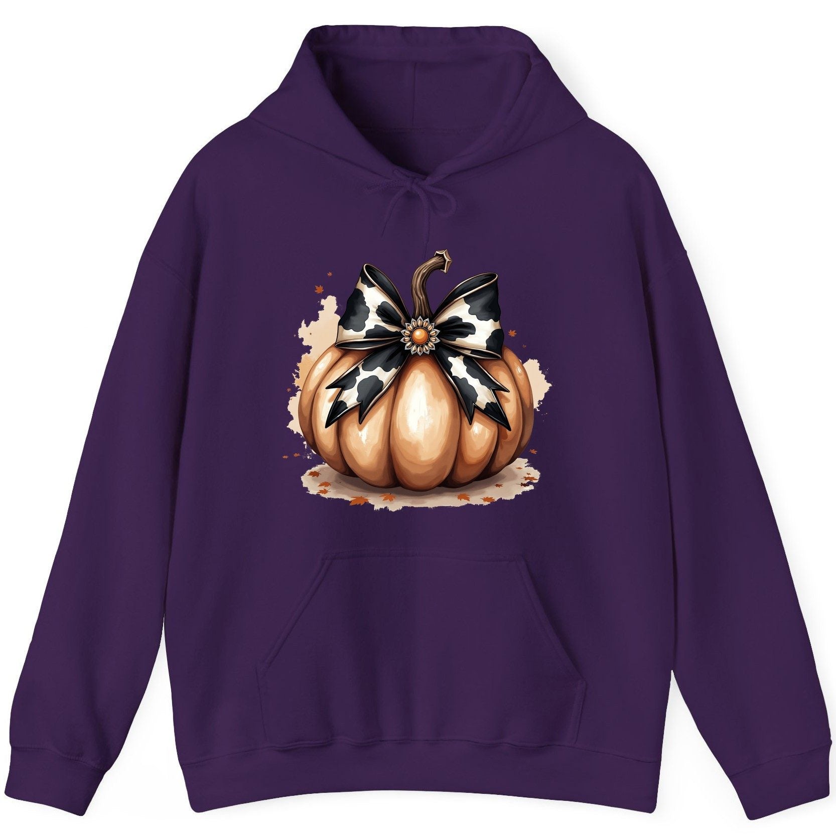 Cow Print Bow Pumpkin pumpkin Hoodie Purple product mockup