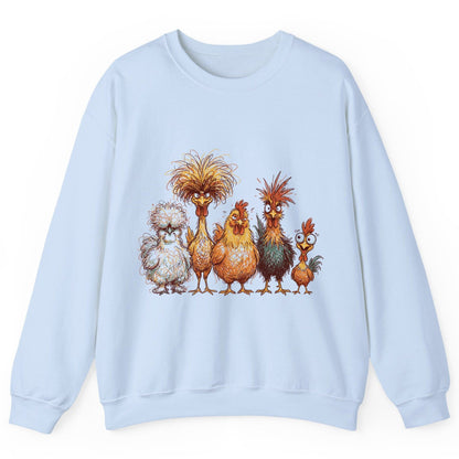 Funny Scribble Art Chickens chickens Sweatshirt Light Blue product mockup