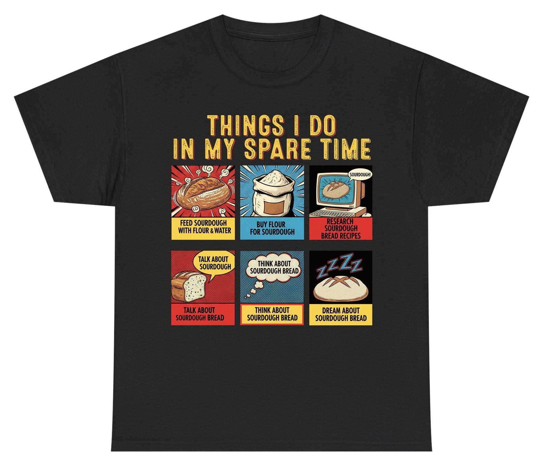 Things I Do in My Spare Time sourdough bread baking Youth T-Shirt Black product mockup