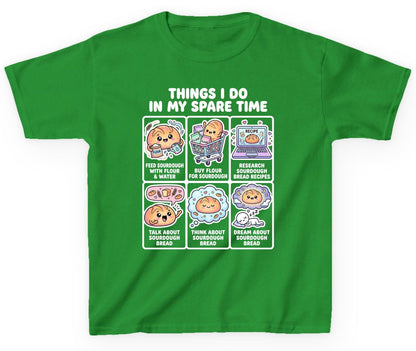Things I Do in My Spare Time sourdough bread baking Youth T-Shirt Irish Green product mockup