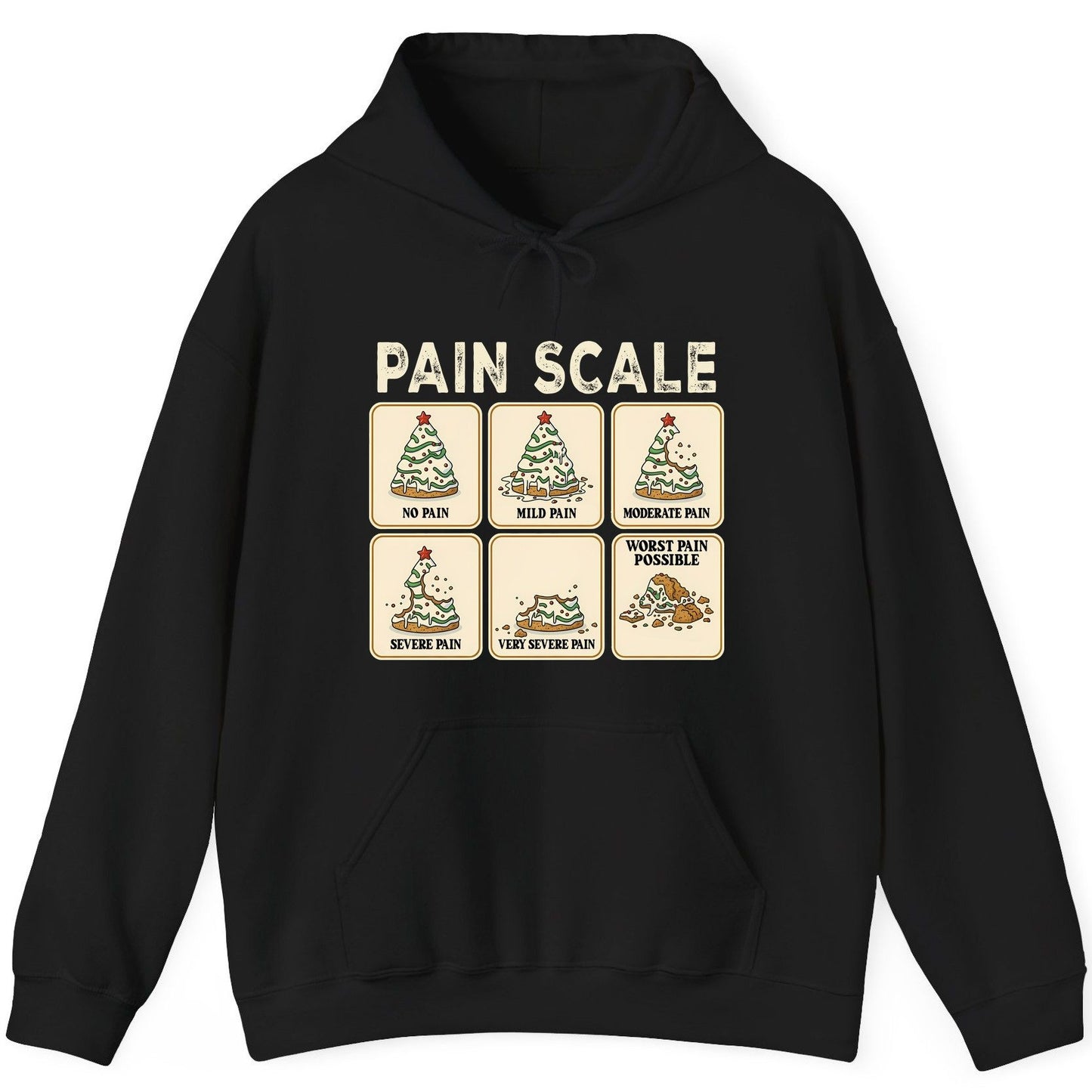 Pain Scale Christmas cookie pain scale Hoodie Black product mockup