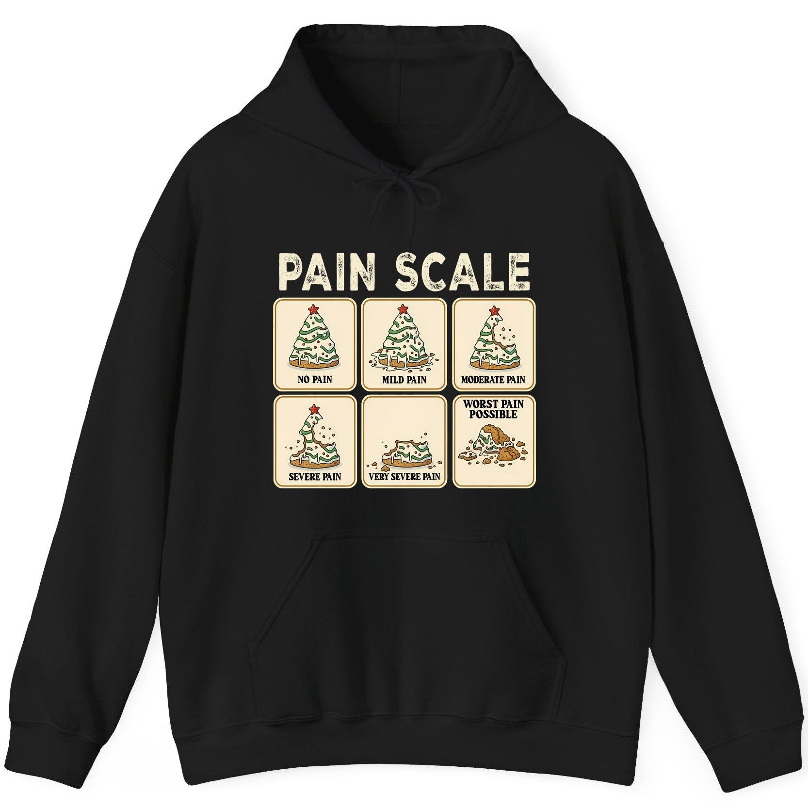 Pain Scale Christmas cookie pain scale Hoodie Black product mockup