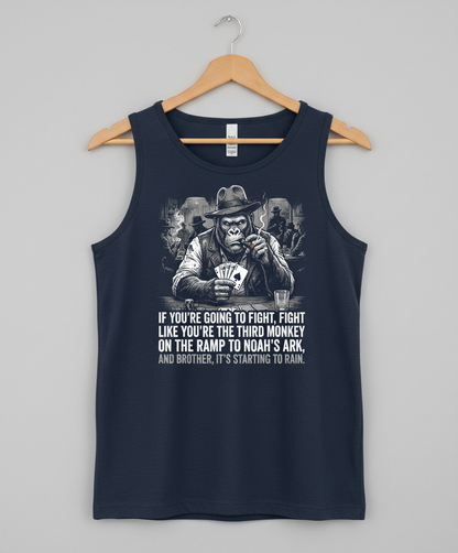 Third Monkey on Noah's Ark Gorilla Poker Player Tank Top - Navy