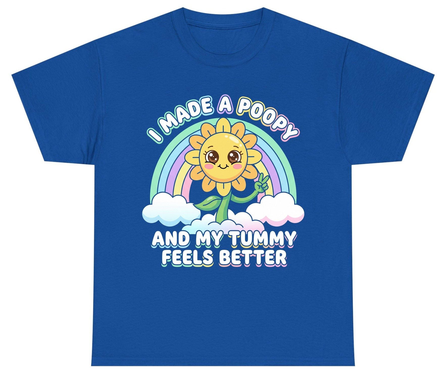 I Made a Poopy and My Tummy Feels Better kawaii sunflower Youth T-Shirt Royal product mockup