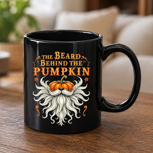 The Beard Behind the Pumpkin bearded dad Black Mug Black product mockup