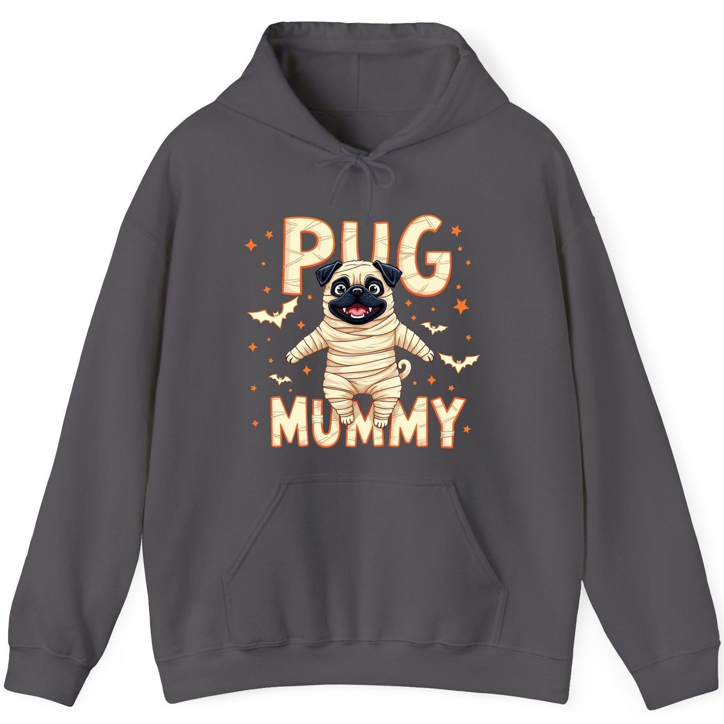 Pug Mummy pug Hoodie Charcoal product mockup