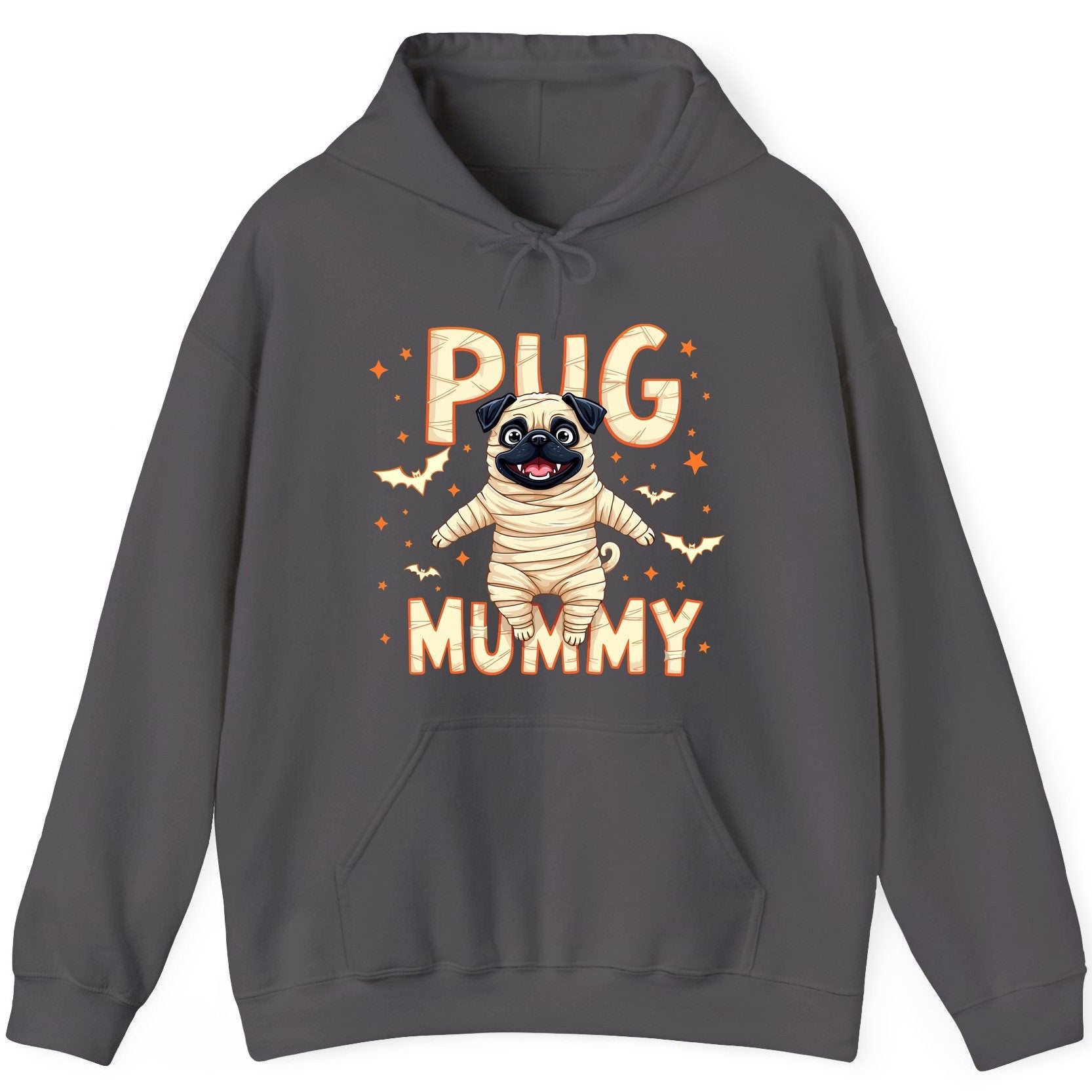Pug Mummy pug Hoodie Charcoal product mockup
