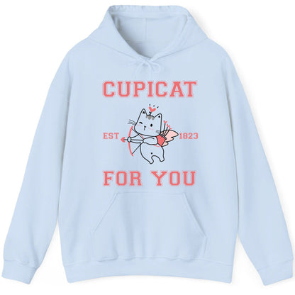 Cupicat Est 1823 for You cupid cat Hoodie Light Blue product mockup