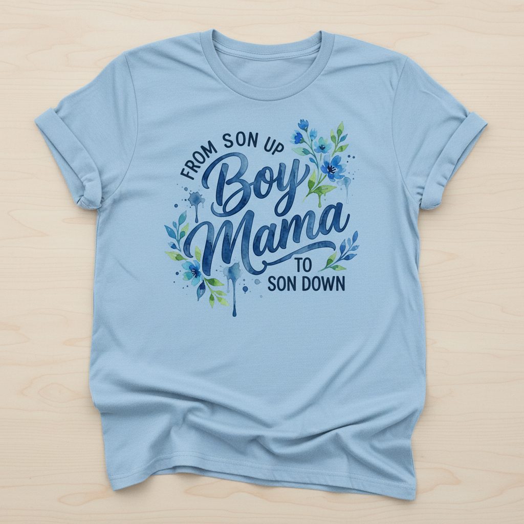 From Son Up Boy Mama to Son Down Moms T-Shirt - product mockup - Light Blue