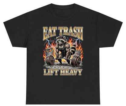 Eat Trash Lift Heavy weightlifting raccoon Youth T-Shirt Black product mockup