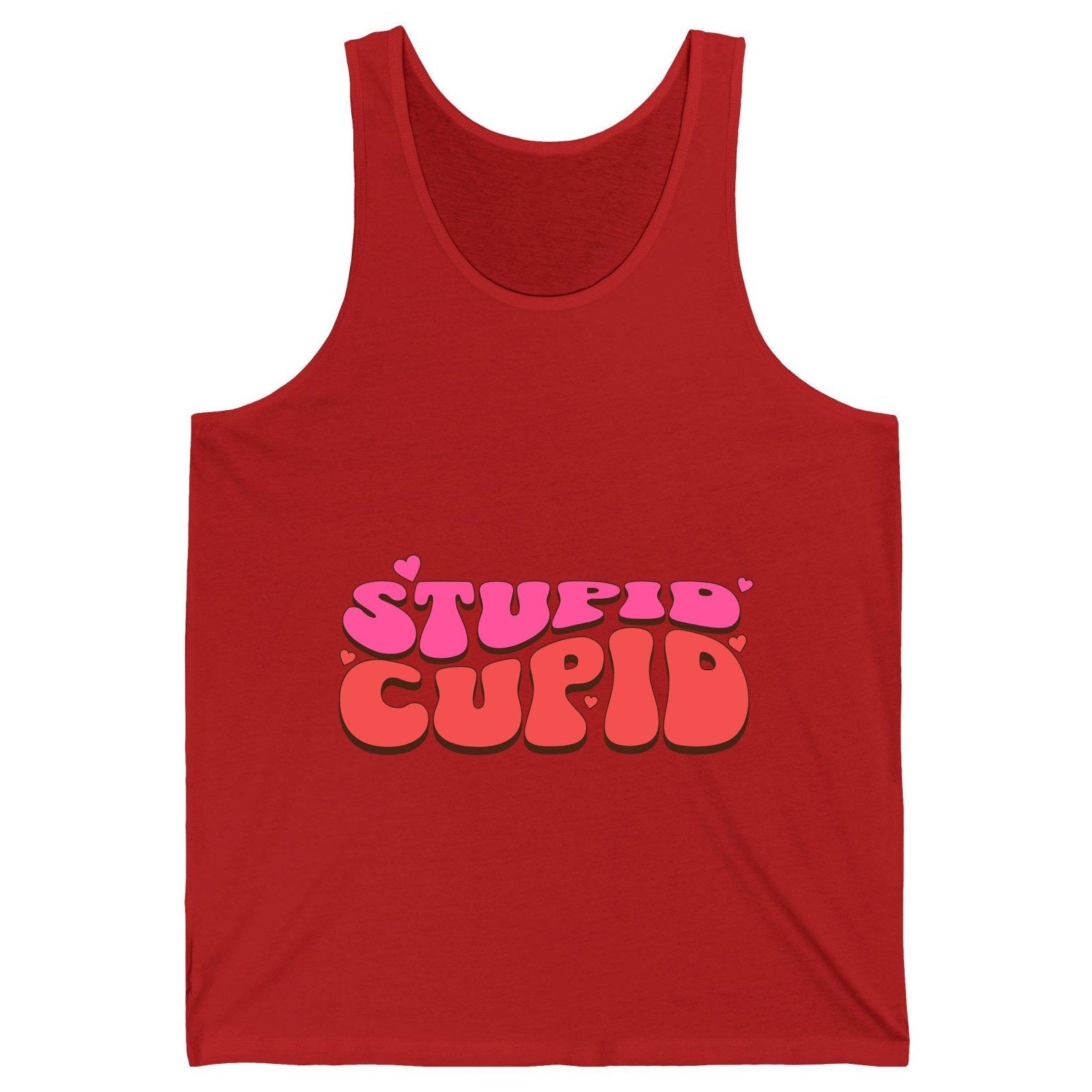 Stupid Cupid anti-Valentine's Day Tank Top Red product mockup