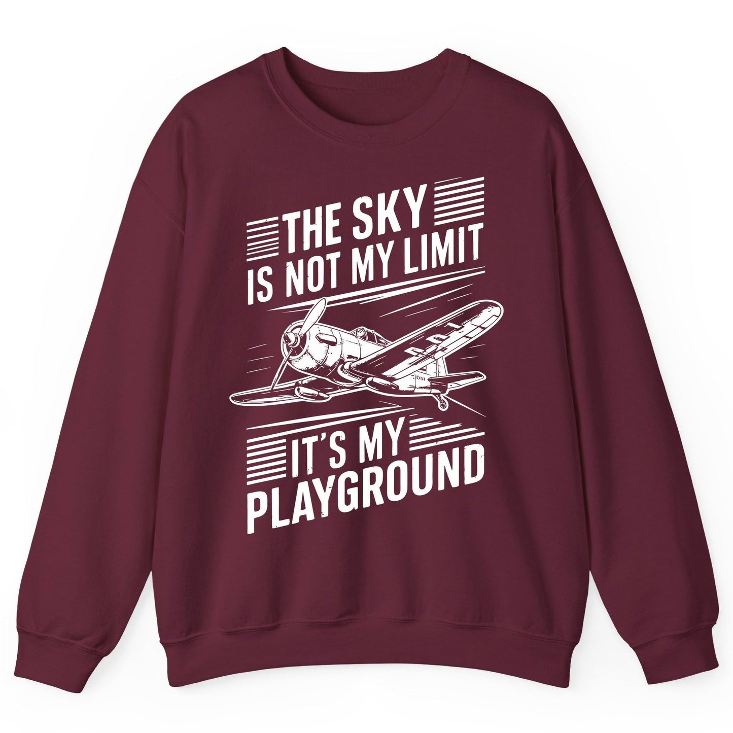 The Sky Is Not My Limit It's My Playground vintage airplane Sweatshirt Maroon product mockup