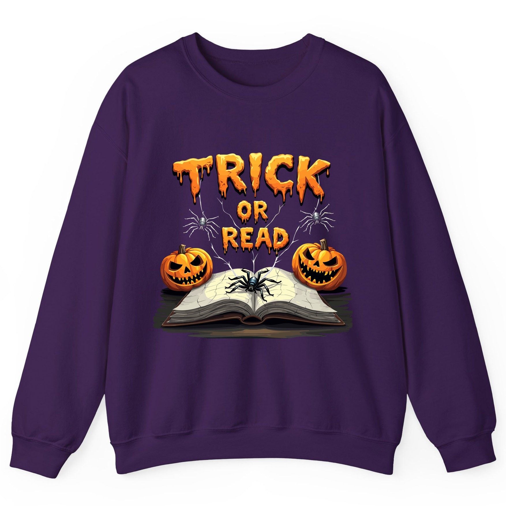 Trick or Read Halloween reading Sweatshirt Purple product mockup